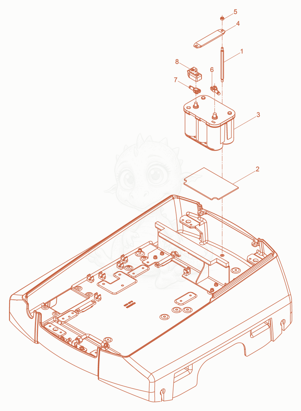 Exploded parts diagram of the Battery of a Wacker Neuson DPU130LECH/US, with numbered balloons