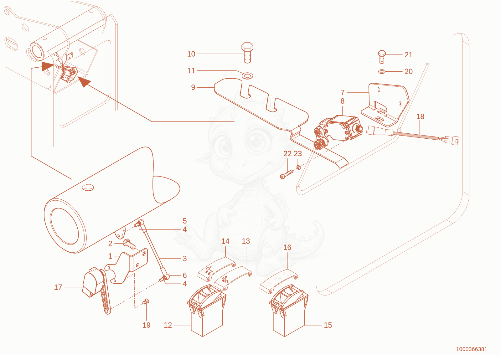 Exploded parts diagram of the Overload limit of a Wacker Neuson TH755(416-14), with numbered balloons