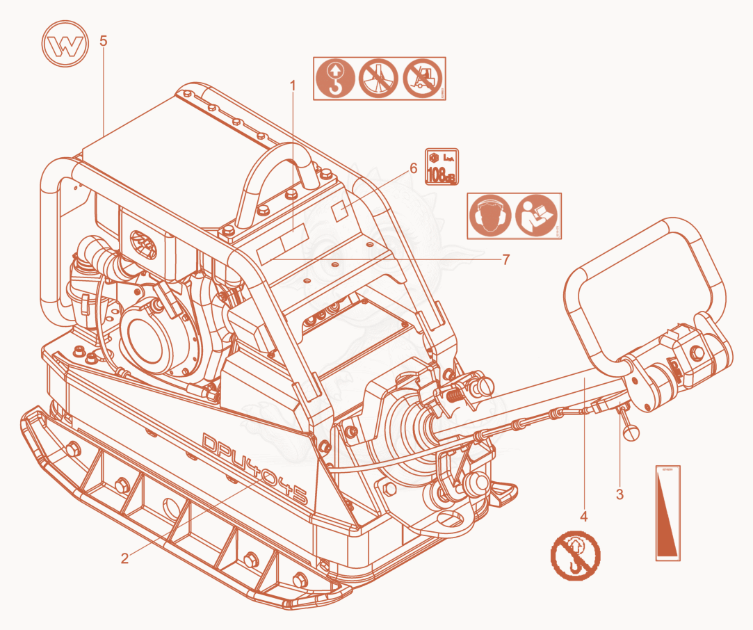 Exploded parts diagram of the Labels of a Wacker Neuson DPU4045YE, with numbered balloons