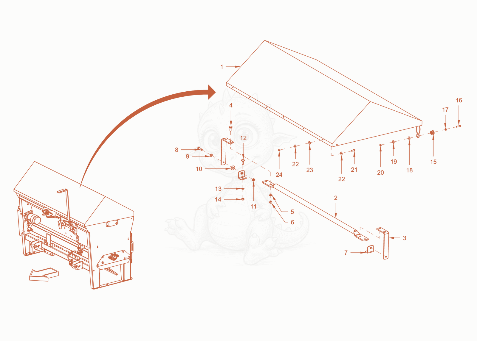 Exploded parts diagram of the cylinder spreader of a Wacker Neuson RD40-130CDPF, with numbered balloons
