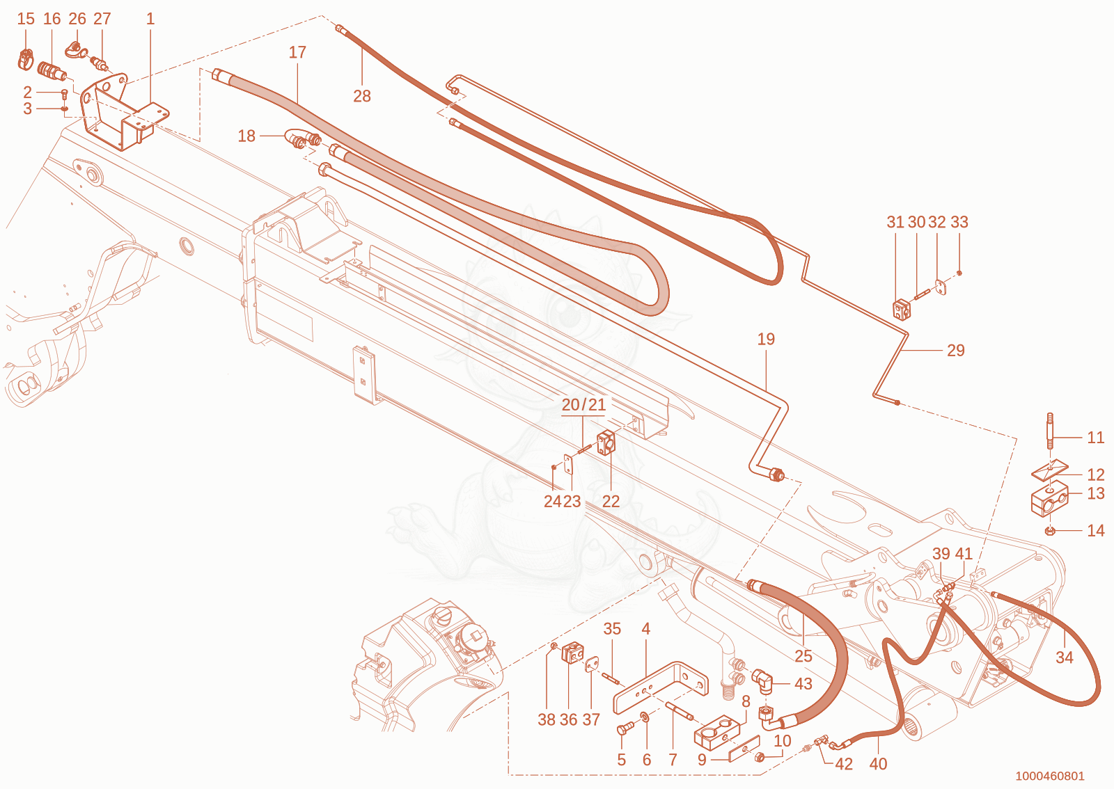 Exploded parts diagram of the Cycle opt. of a Wacker Neuson TH955(416-36), with numbered balloons