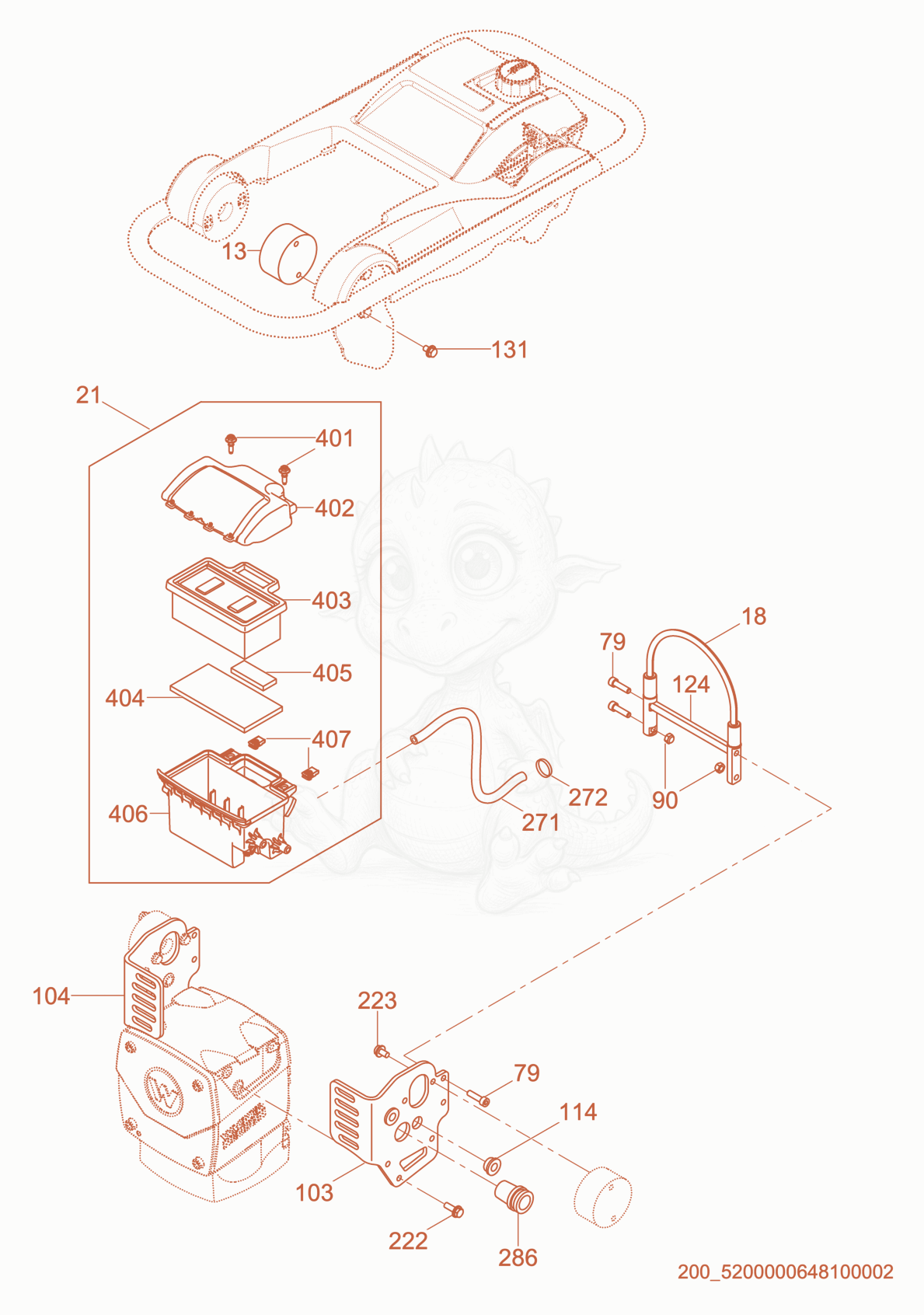 Exploded parts diagram of the Air Cleaner cpl. of a Wacker Neuson BS60-4, with numbered balloons