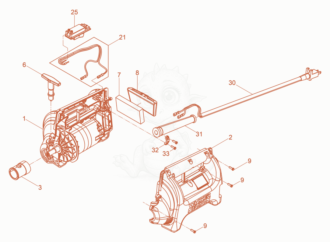 Exploded parts diagram of the Drive Engine of a Wacker Neuson M1500/120GB, with numbered balloons