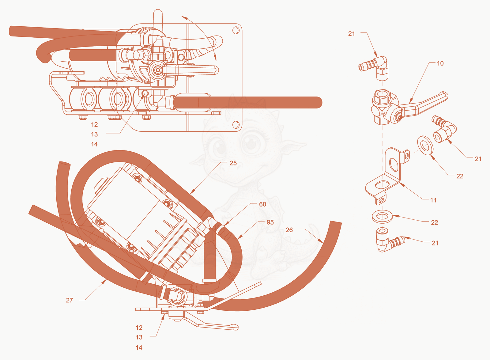 Exploded parts diagram of the Antifreezing Device of a Wacker Neuson RD45-140.3, with numbered balloons
