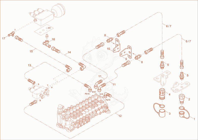 Exploded parts diagram of the 3. HYDRAULIC CIRCUIT (OPTION) of a Wacker Neuson EZ17E, with numbered balloons