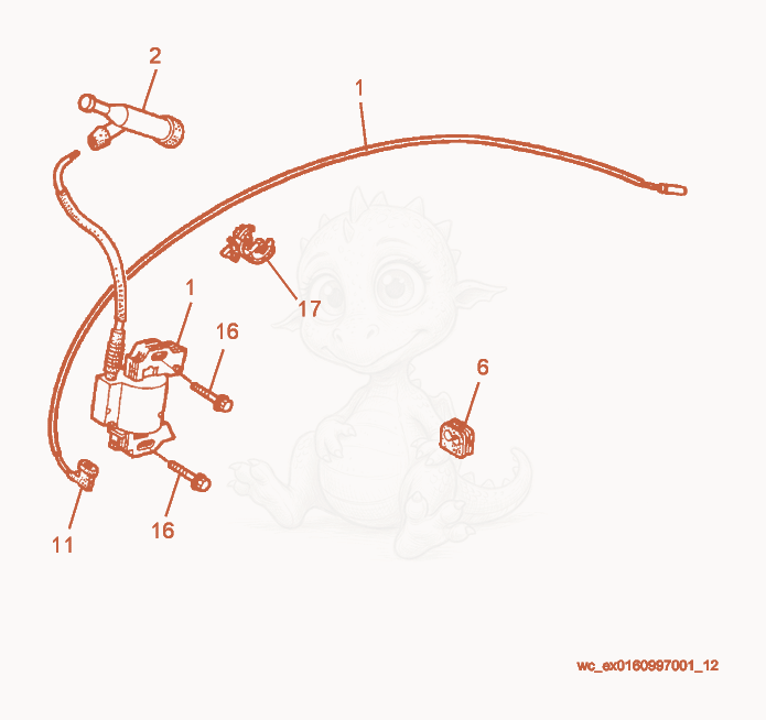 Exploded parts diagram of the Ignition Coil of a Wacker Neuson GP6600A, with numbered balloons