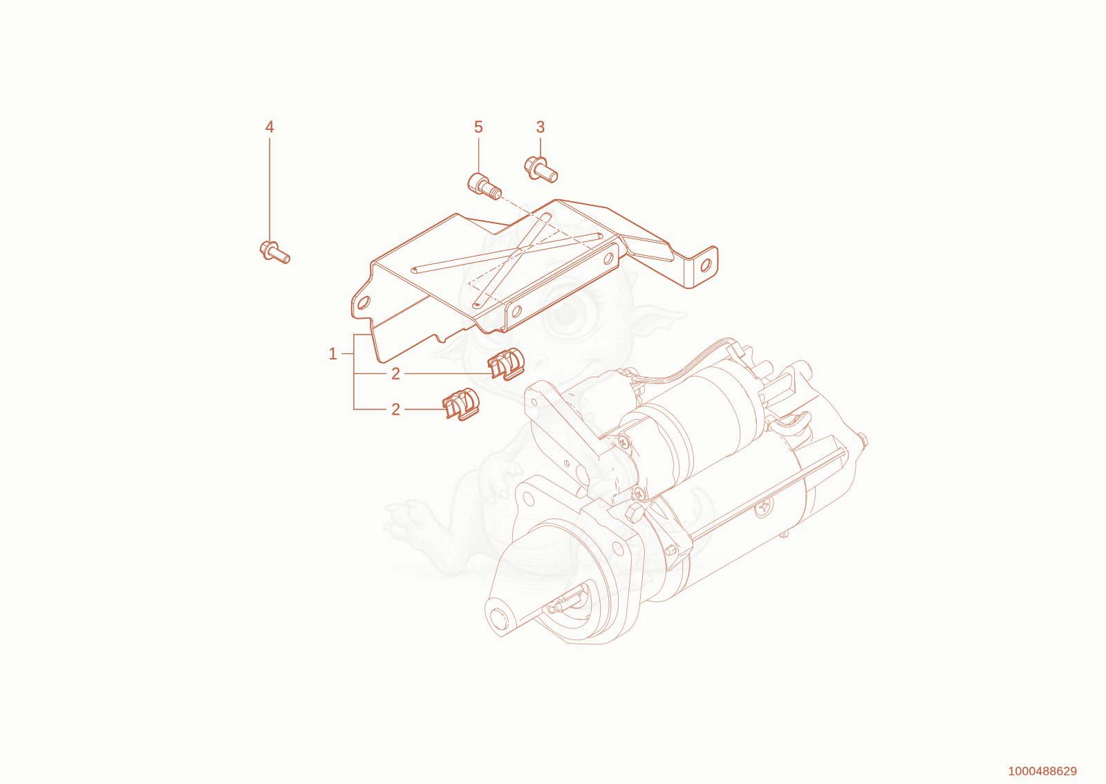 Exploded parts diagram of the heat protection shield of a Wacker Neuson TH955(416-36), with numbered balloons