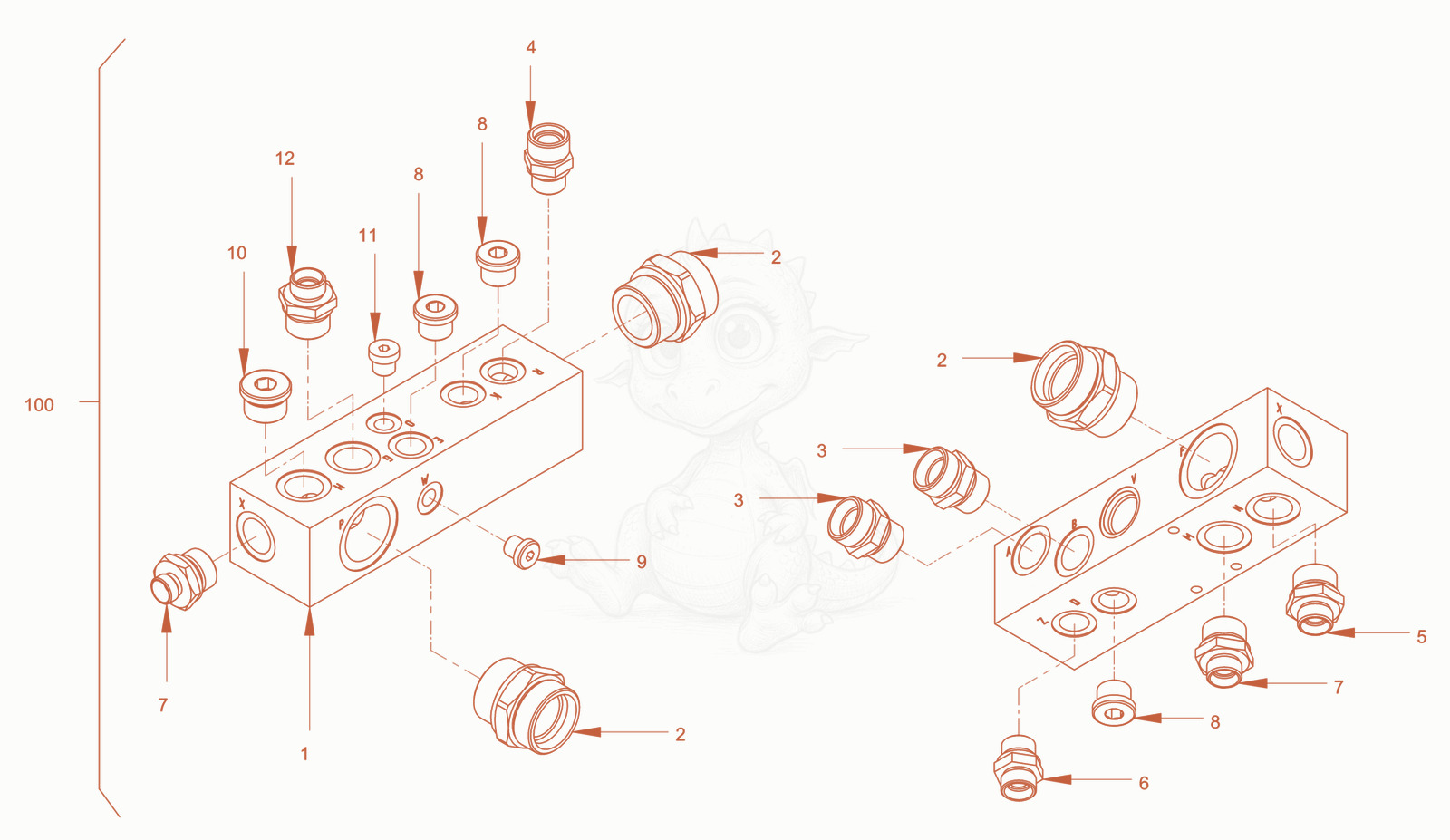 Exploded parts diagram of the hydraulic oil tank of a Wacker Neuson RC110PUSROPS, with numbered balloons