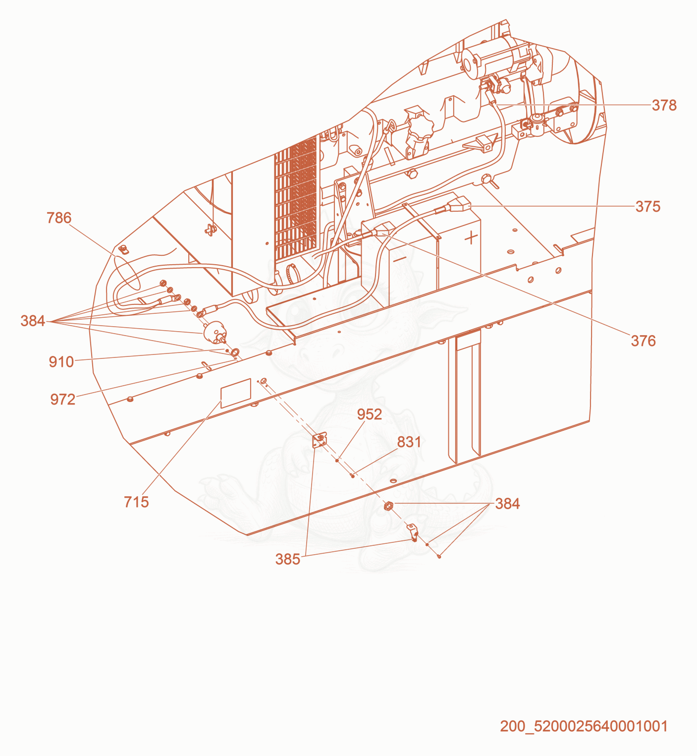 Exploded parts diagram of the Option-Pos. Battery Disconnect of a Wacker Neuson G240, with numbered balloons