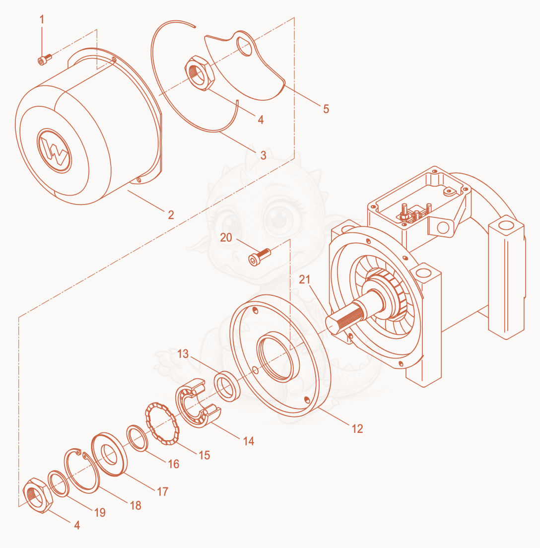 Exploded parts diagram of the External Vibrator cpl. of a Wacker Neuson AR54/1,5/415, with numbered balloons