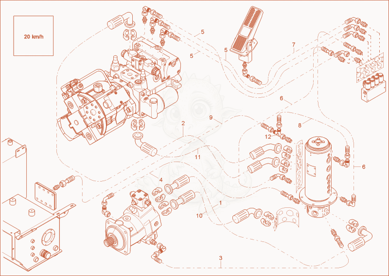 Exploded parts diagram of the Transmission 20km/h Installation of a Wacker Neuson 9503, with numbered balloons