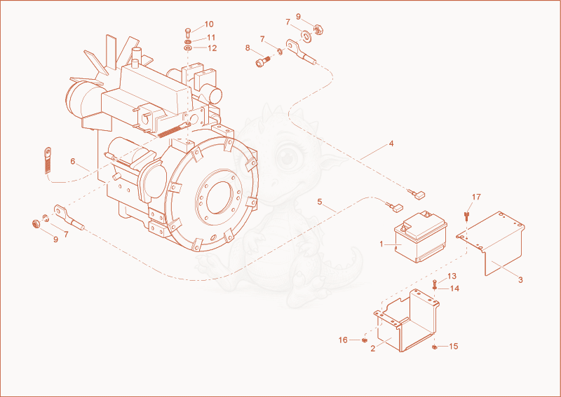 Exploded parts diagram of the BATTERY of a Wacker Neuson TD18, with numbered balloons