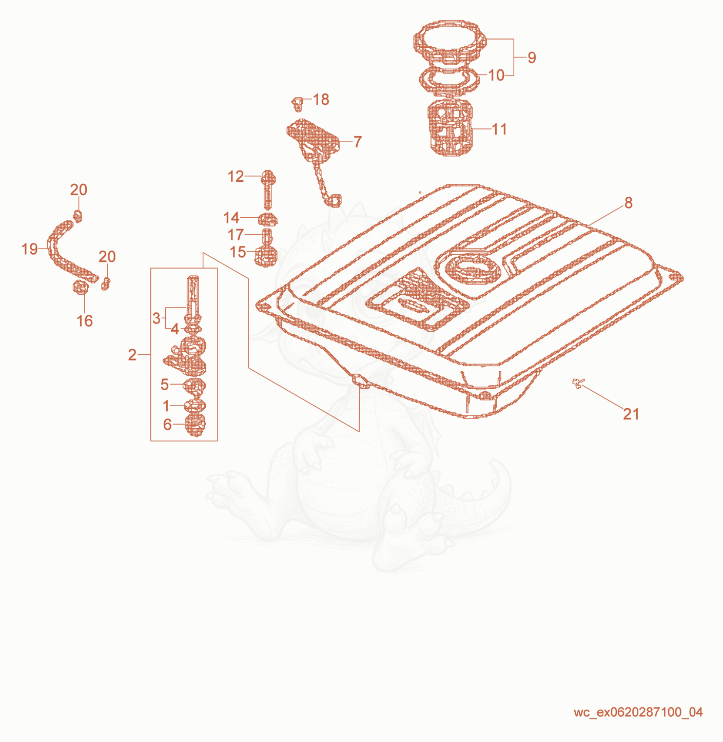 Exploded parts diagram of the Fuel Tank cpl. of a Wacker Neuson GV3800A, with numbered balloons