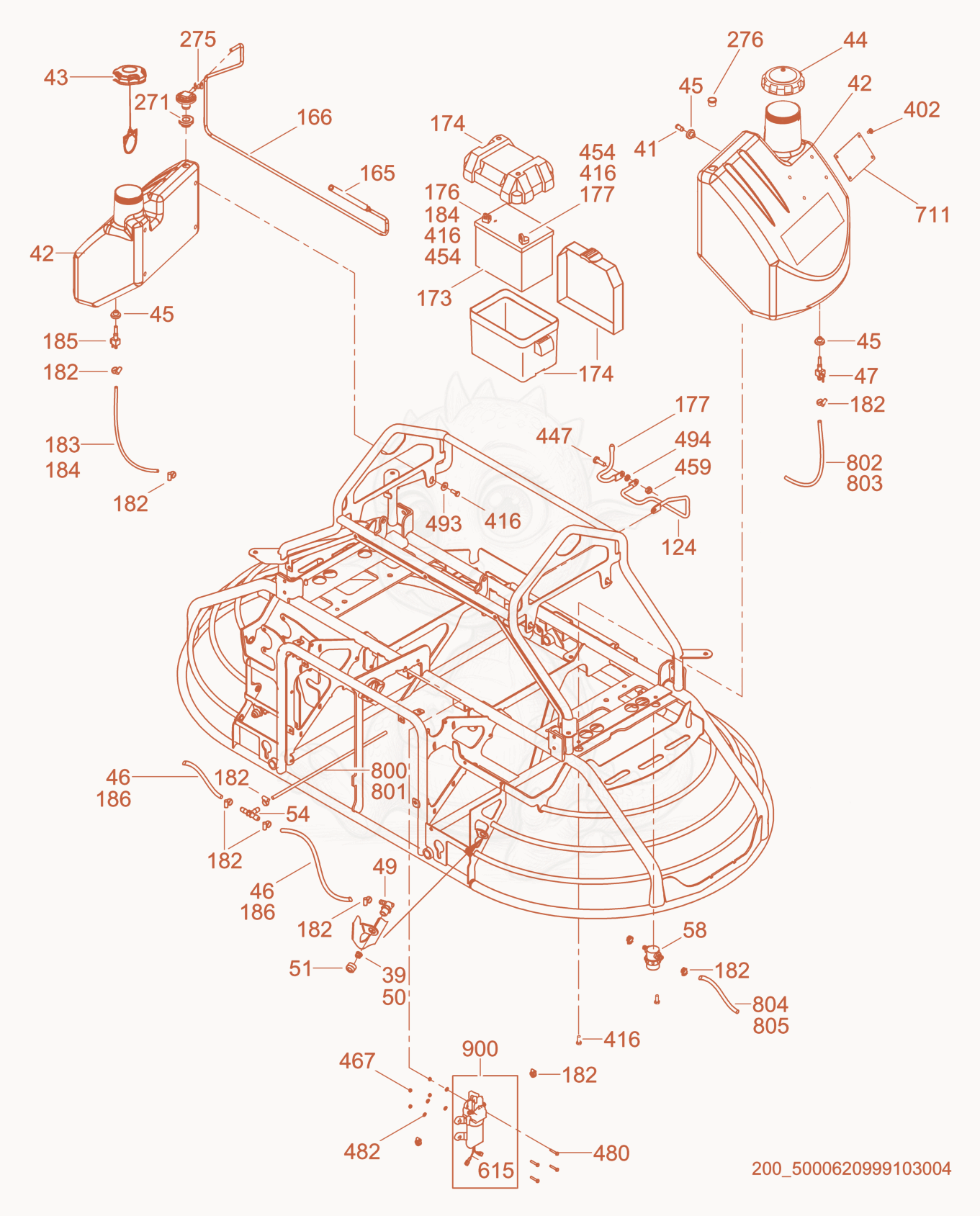Exploded parts diagram of the Tank cpl. of a Wacker Neuson CRT36-24A, with numbered balloons