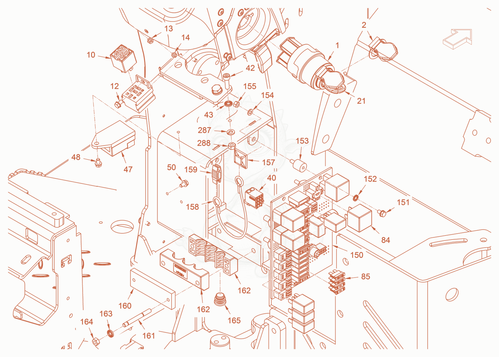 Exploded parts diagram of the electrical system of a Wacker Neuson RD18-100C.3, with numbered balloons