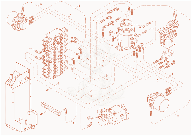 Exploded parts diagram of the TRAVELLING GEAR INSTALLATION of a Wacker Neuson EZ53, with numbered balloons