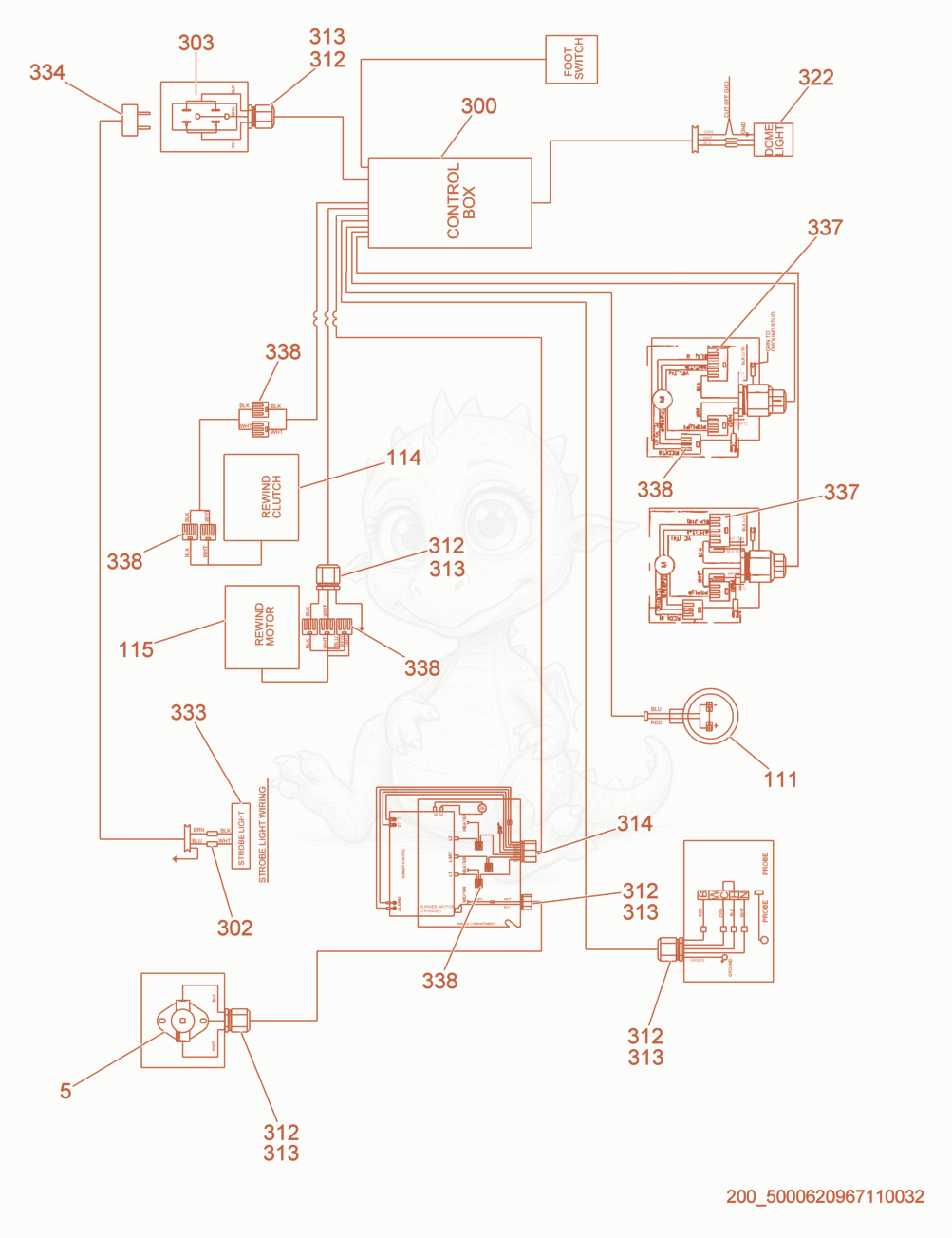 Exploded parts diagram of the Wiring Harness/Main of a Wacker Neuson E3000ES, with numbered balloons
