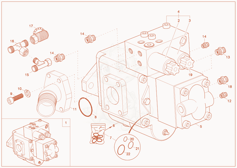 Exploded parts diagram of the hydraulic pump of a Wacker Neuson 2003, with numbered balloons