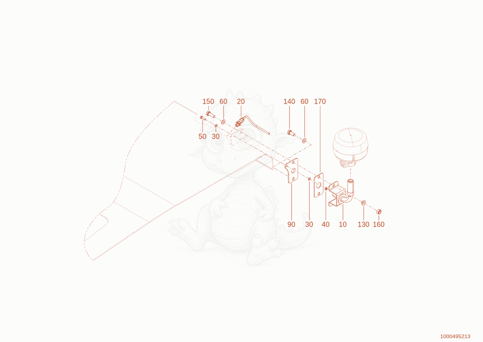 Exploded parts diagram of the rotating beacon of a Wacker Neuson WL300E(A15-01), with numbered balloons