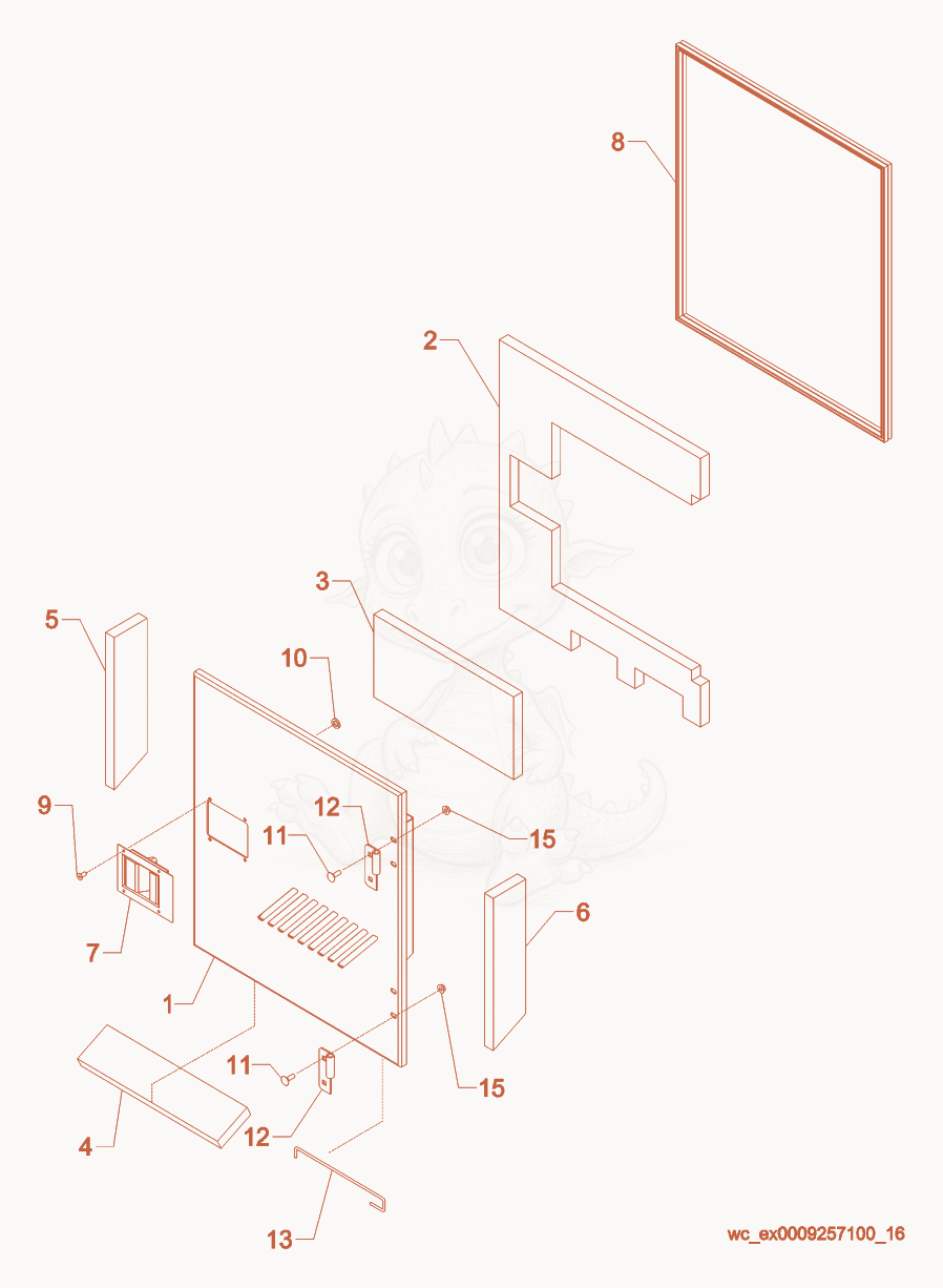 Exploded parts diagram of the Rear Left Door of a Wacker Neuson G25, with numbered balloons