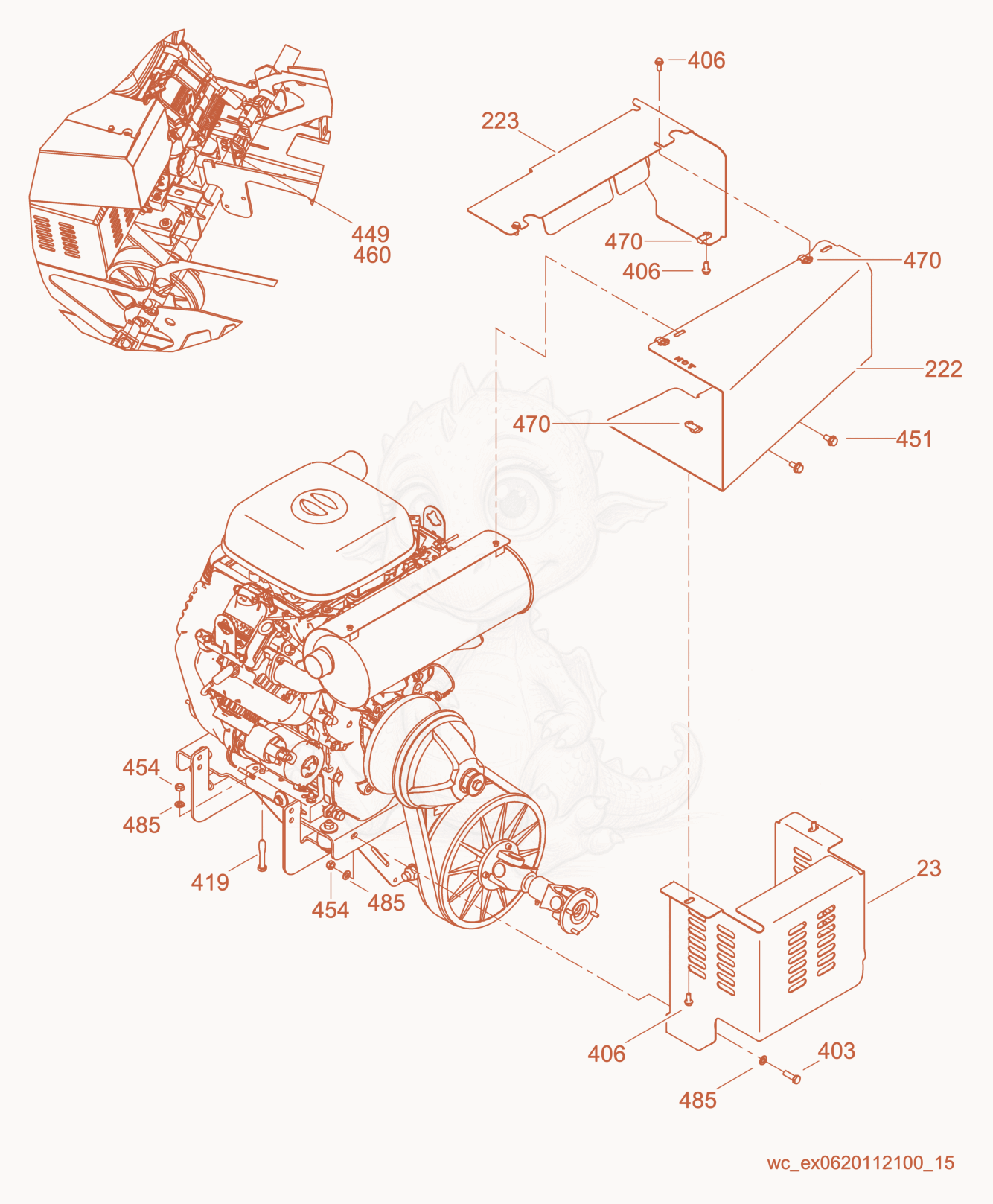 Exploded parts diagram of the Engine Compartment of a Wacker Neuson CRT48-37VEU, with numbered balloons