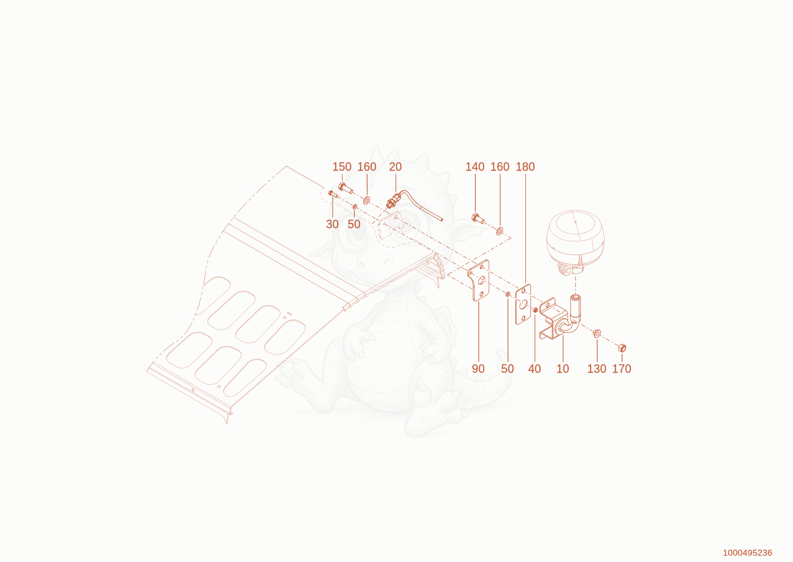 Exploded parts diagram of the rotating beacon of a Wacker Neuson WL20E(A09-01), with numbered balloons