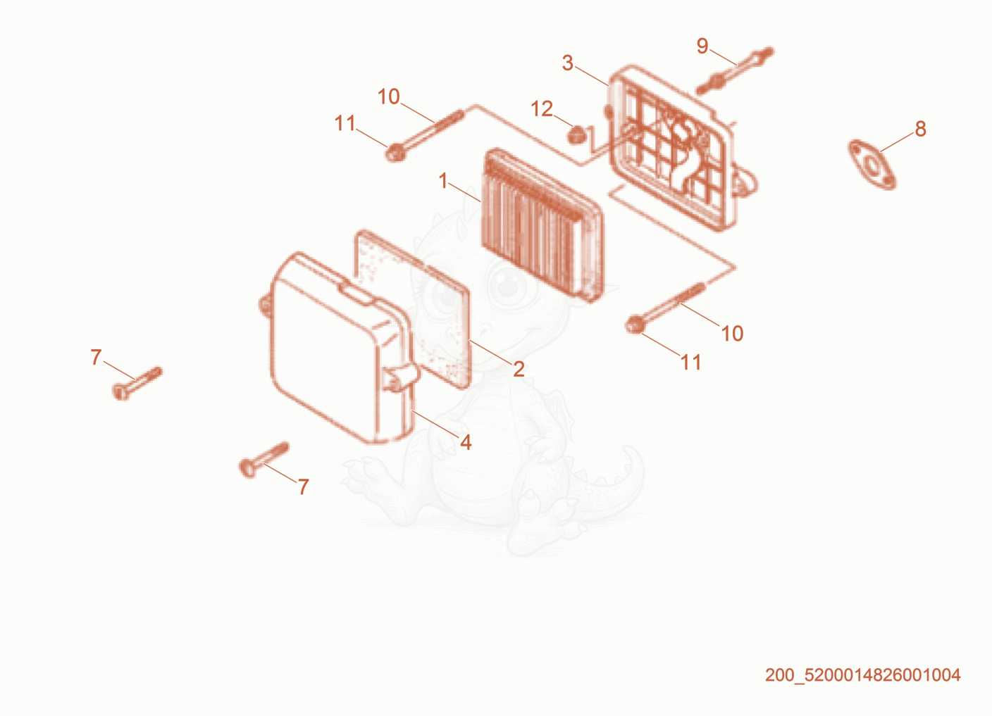 Exploded parts diagram of the Air Cleaner of a Wacker Neuson MS64A, with numbered balloons