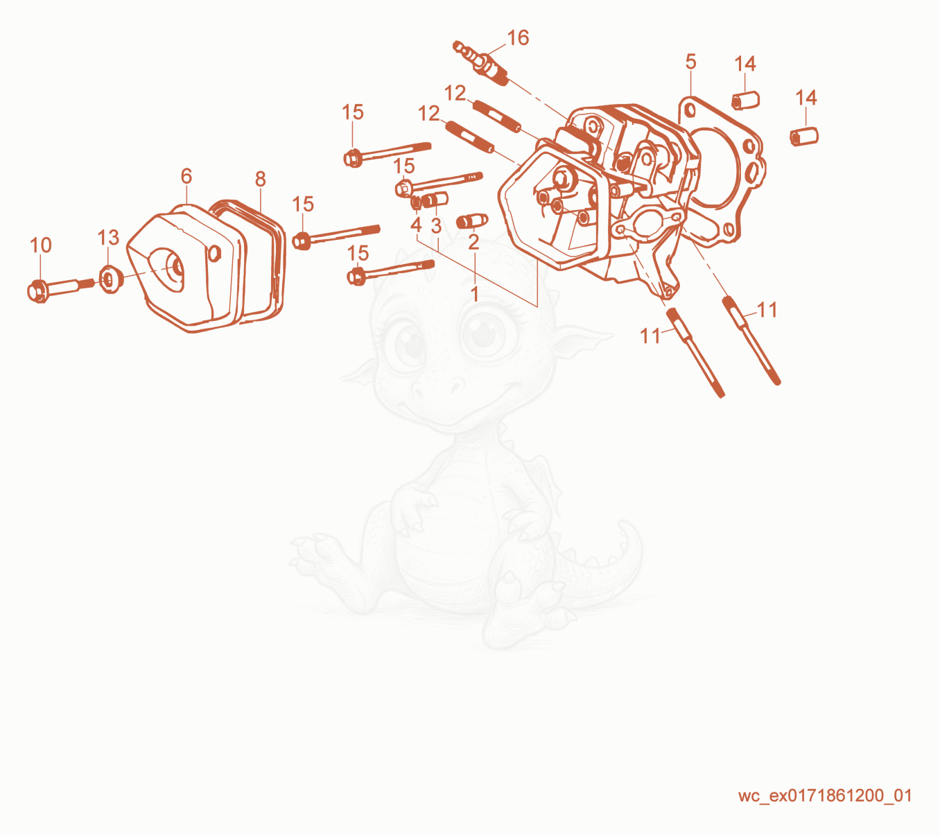 Exploded parts diagram of the Cylinder Head of a Wacker Neuson GV5600A, with numbered balloons