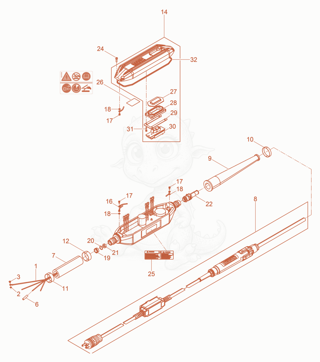 Exploded parts diagram of the Hose Connection cpl. of a Wacker Neuson IRFU57/120/8US, with numbered balloons