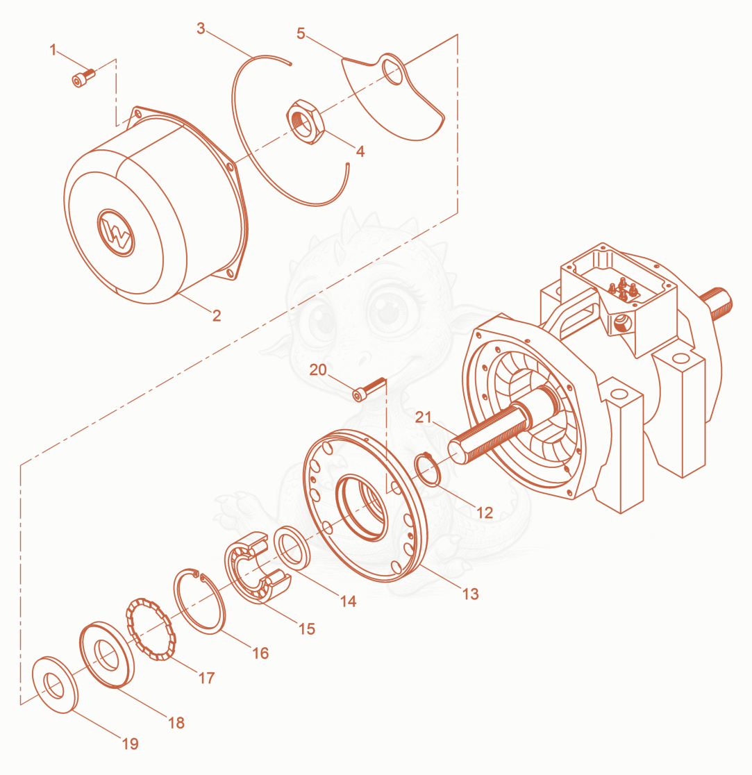 Exploded parts diagram of the External Vibrator cpl. of a Wacker Neuson AR75/3/230/400, with numbered balloons