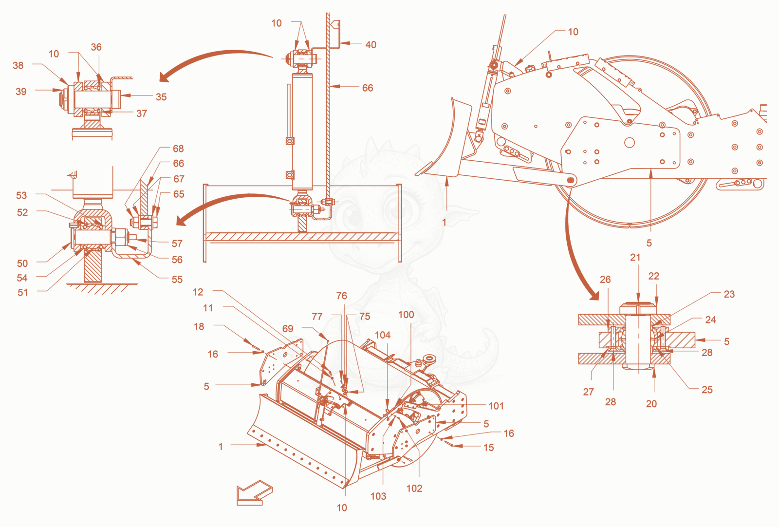 Exploded parts diagram of the Blade of a Wacker Neuson RC70, with numbered balloons