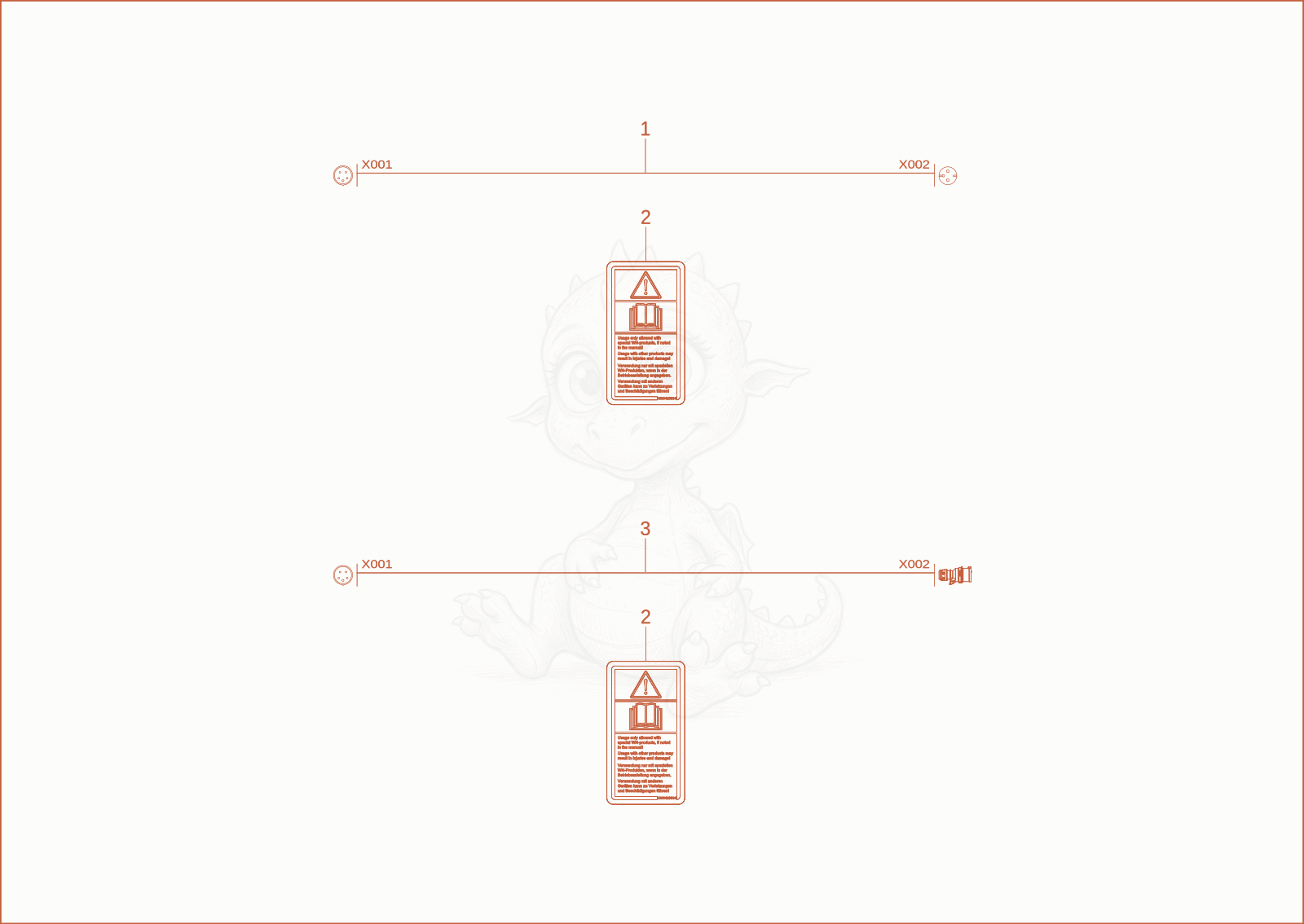 Exploded parts diagram of the adapter cable of a Wacker Neuson EZ17E, with numbered balloons
