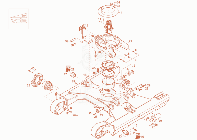 Exploded parts diagram of the undercarriage (OPTION) of a Wacker Neuson EZ53, with numbered balloons
