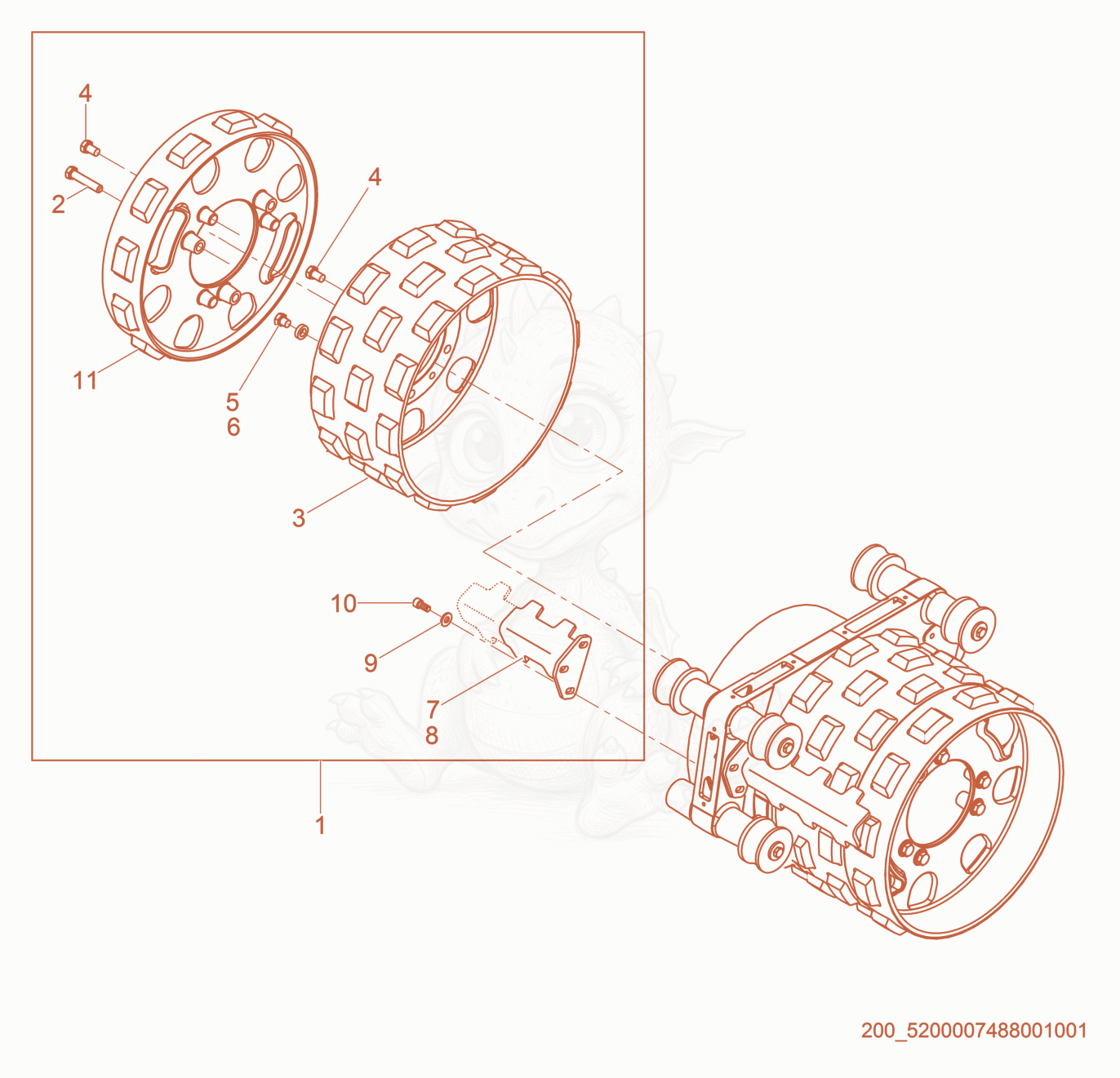 Exploded parts diagram of the Drum Extension Kit of a Wacker Neuson RT56-SC2, with numbered balloons