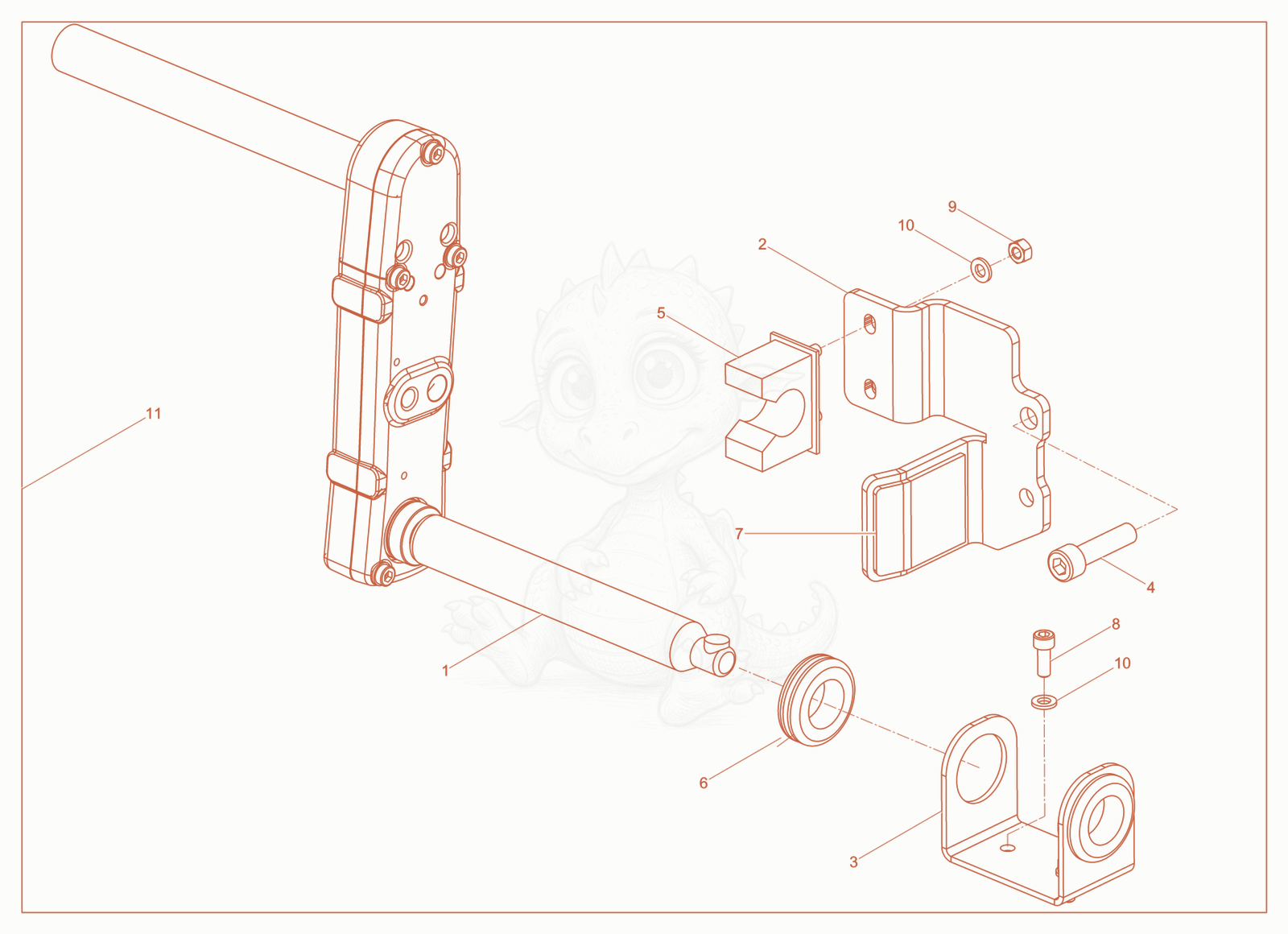 Exploded parts diagram of the Starting crank of a Wacker Neuson RD7HFB, with numbered balloons