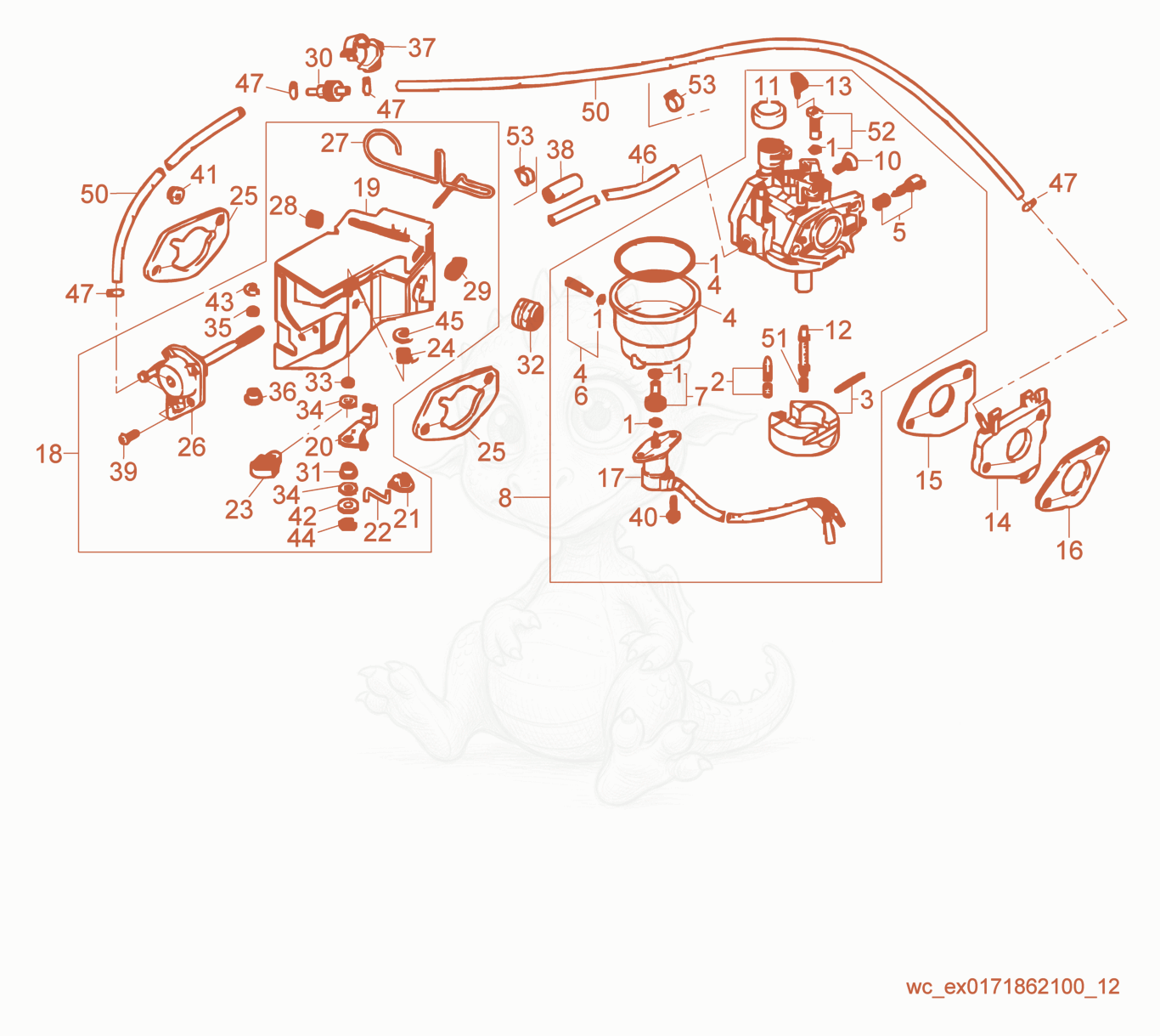 Exploded parts diagram of the Carburetor of a Wacker Neuson GV5600A, with numbered balloons