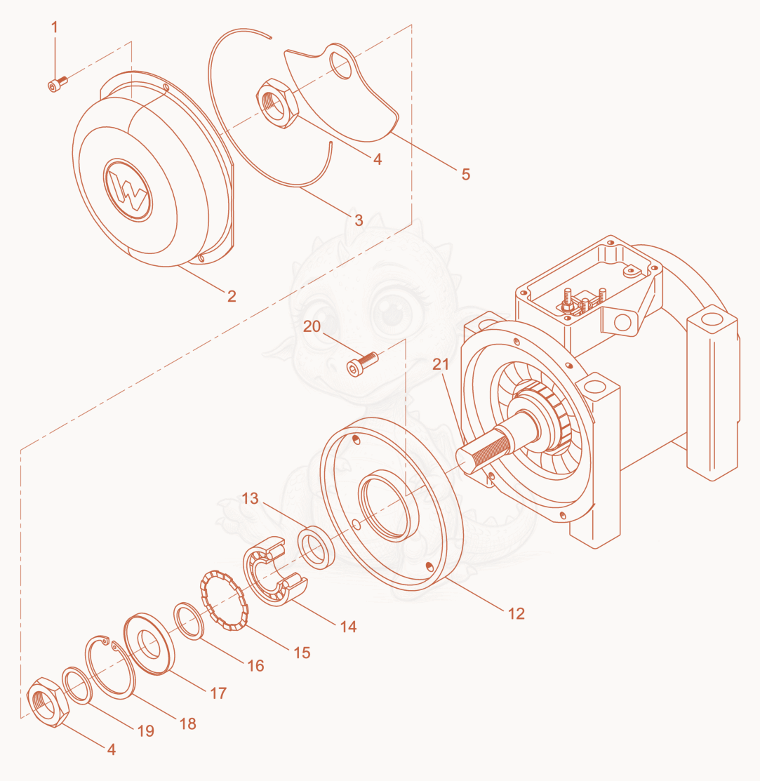 Exploded parts diagram of the External Vibrator cpl. of a Wacker Neuson AR54/6/042, with numbered balloons
