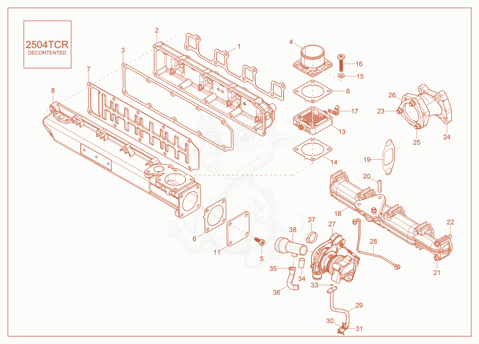 Exploded parts diagram of the Intake/Exhaust of a Wacker Neuson ST28(S05-5), with numbered balloons