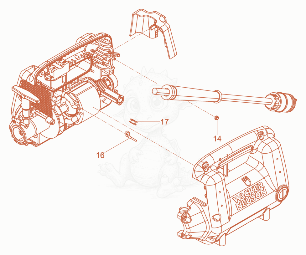 Despiece del Drive Engine cpl. de una máquina Wacker Neuson M2000/120/NONCUL, con globos numerados