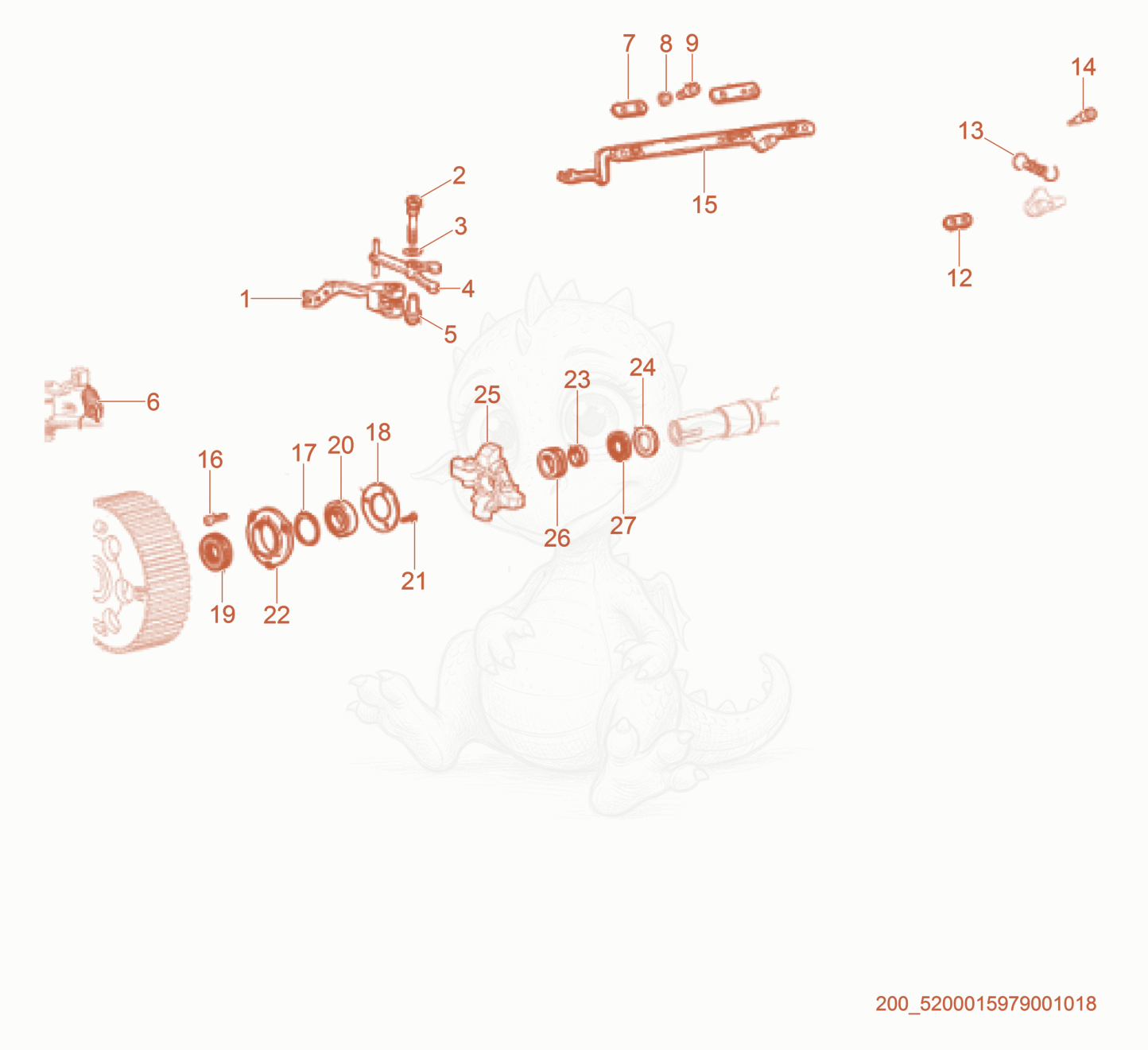 Exploded parts diagram of the Speed Governor of a Wacker Neuson RTL82-SC3, with numbered balloons