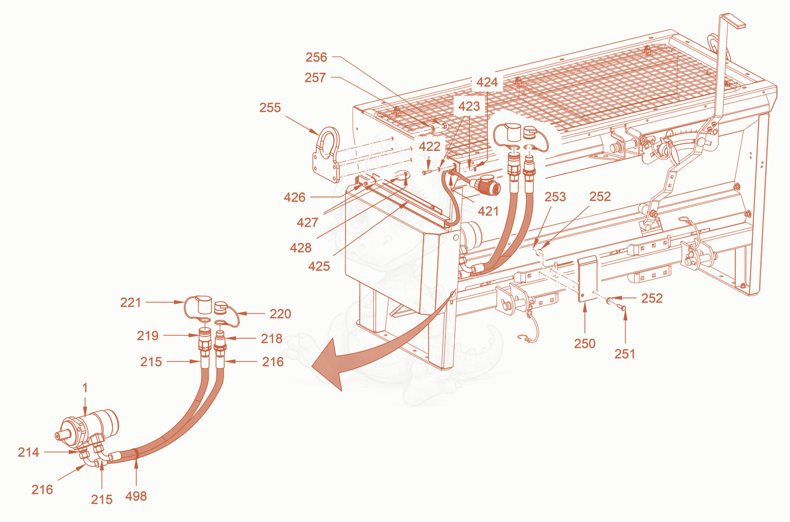 Exploded parts diagram of the cylinder spreader of a Wacker Neuson RD28-120DPF, with numbered balloons