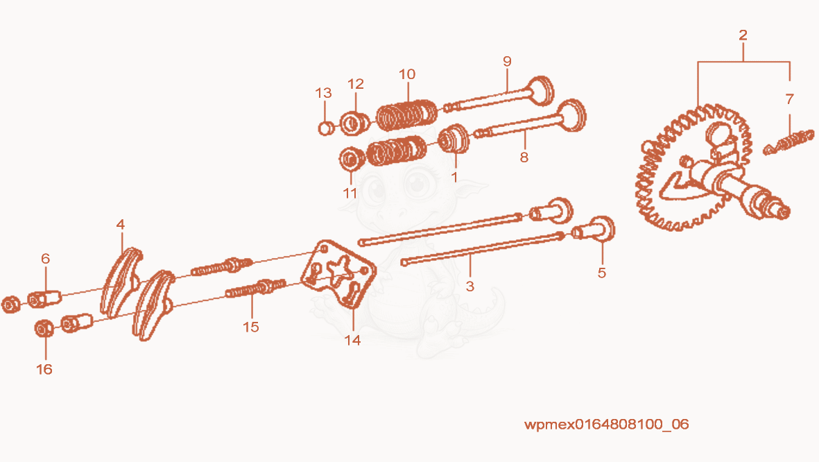 Despiece del Camshaft de una máquina Wacker Neuson CT36-5AEU, con globos numerados
