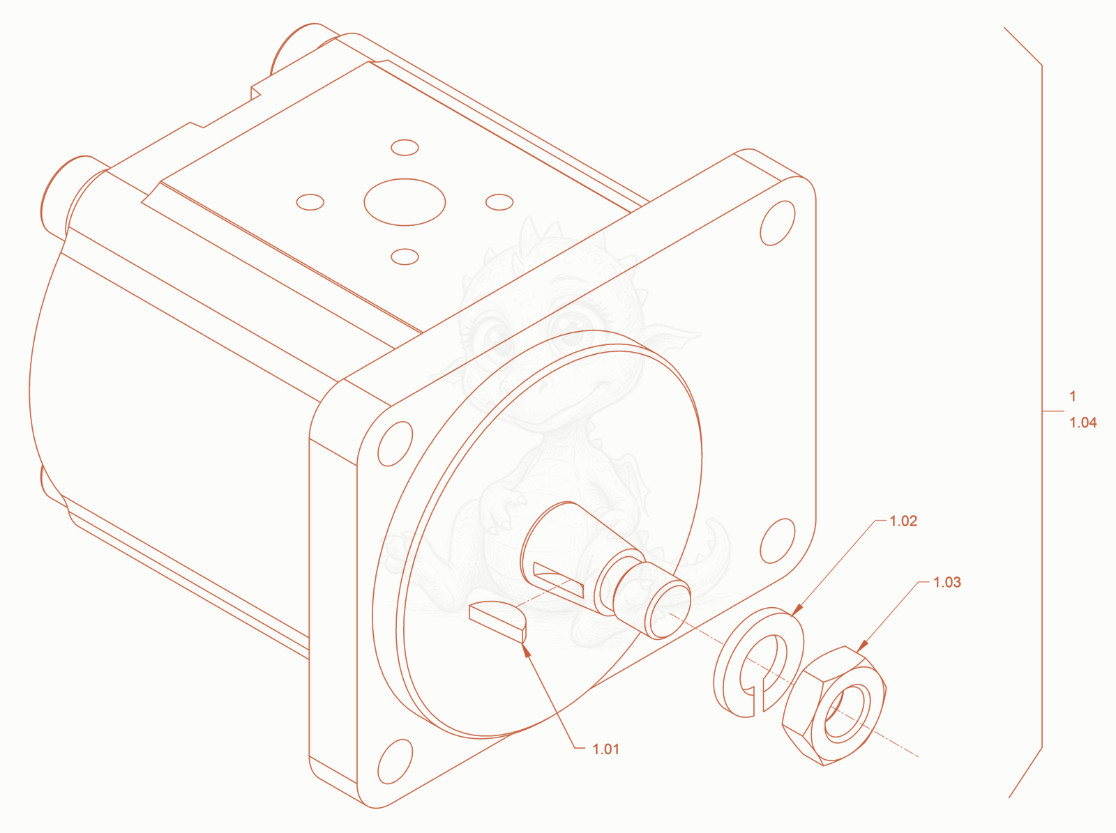 Exploded parts diagram of the constant motor (oscillation drive) of a Wacker Neuson RD27-120O.3, with numbered balloons