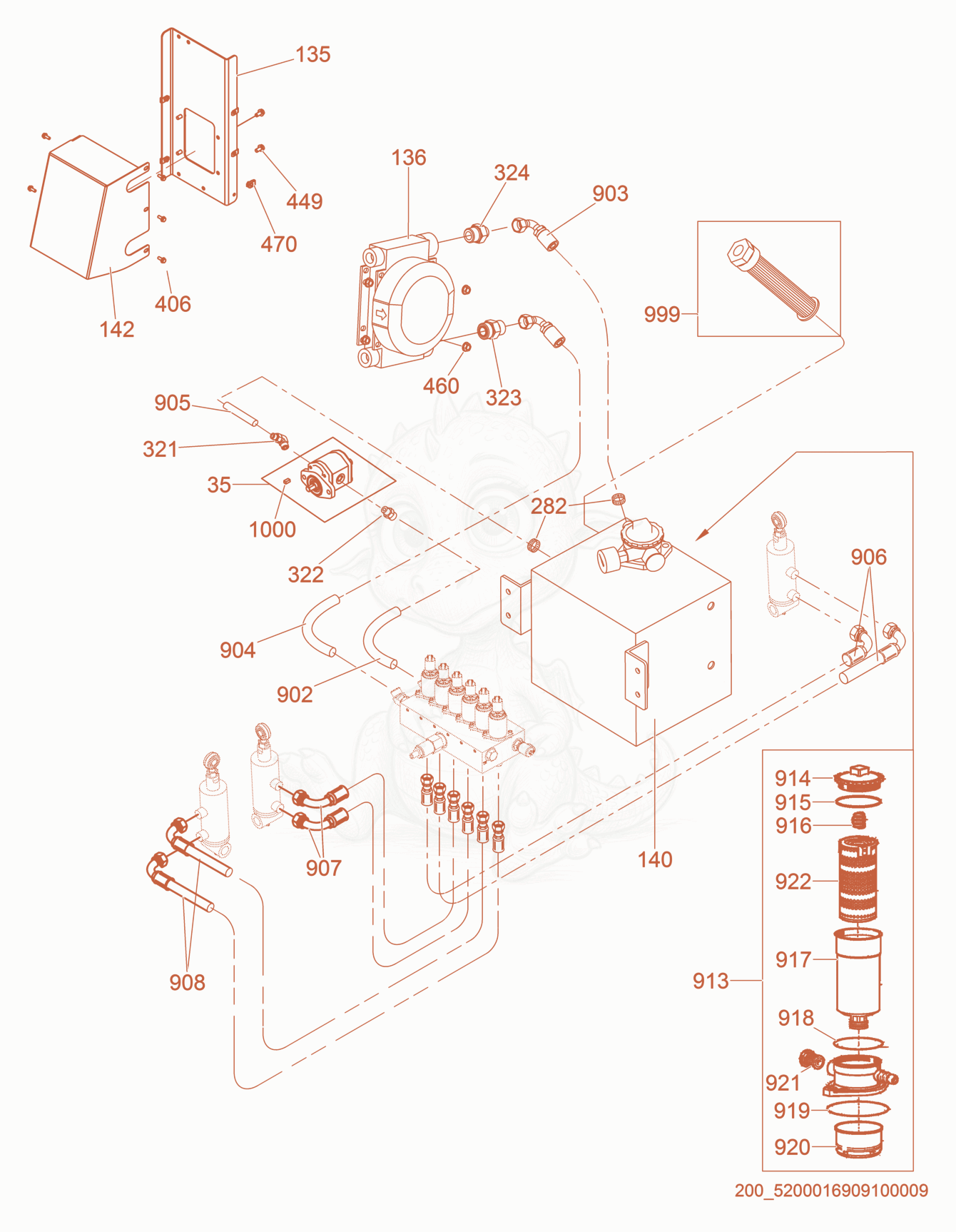 Exploded parts diagram of the Hydraulic Piping of a Wacker Neuson CRT48-35V-PS, with numbered balloons