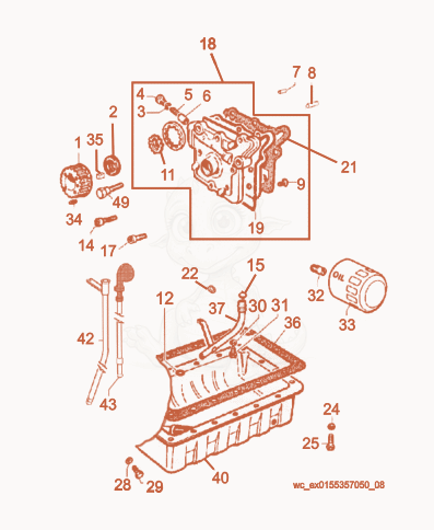 Exploded parts diagram of the Lubrication System of a Wacker Neuson LTC4L, with numbered balloons
