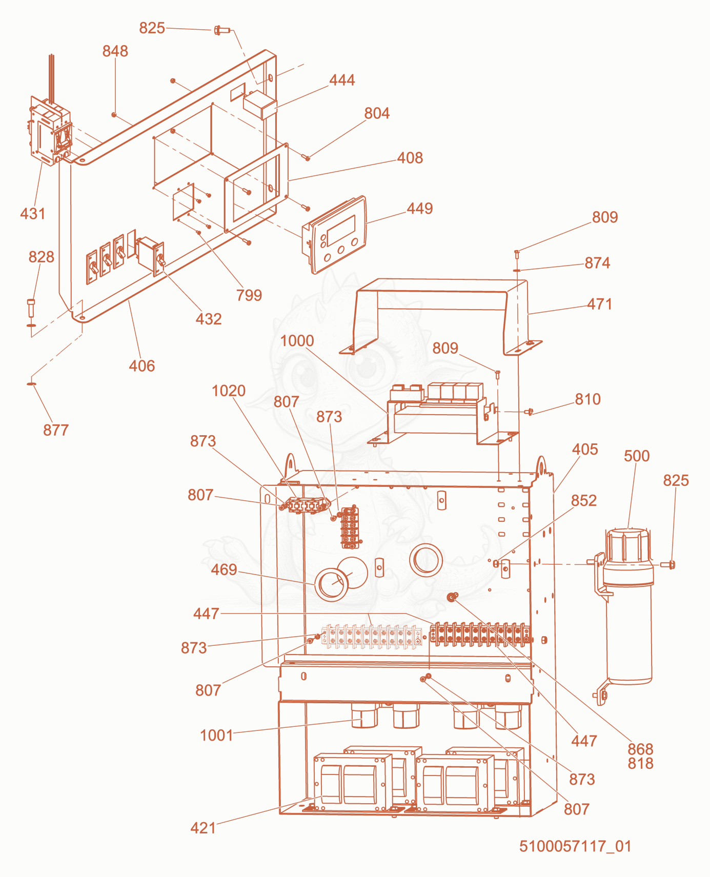 Exploded parts diagram of the Control Box of a Wacker Neuson LTW20Z1, with numbered balloons