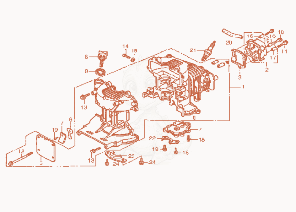 Exploded parts diagram of the Crankcase cpl. of a Wacker Neuson P31A, with numbered balloons