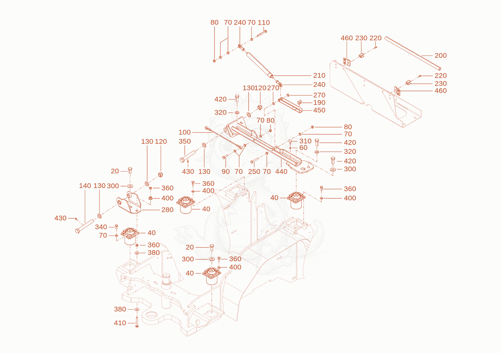 Exploded parts diagram of the Cabin Mounting of a Wacker Neuson WL28(A01-01), with numbered balloons