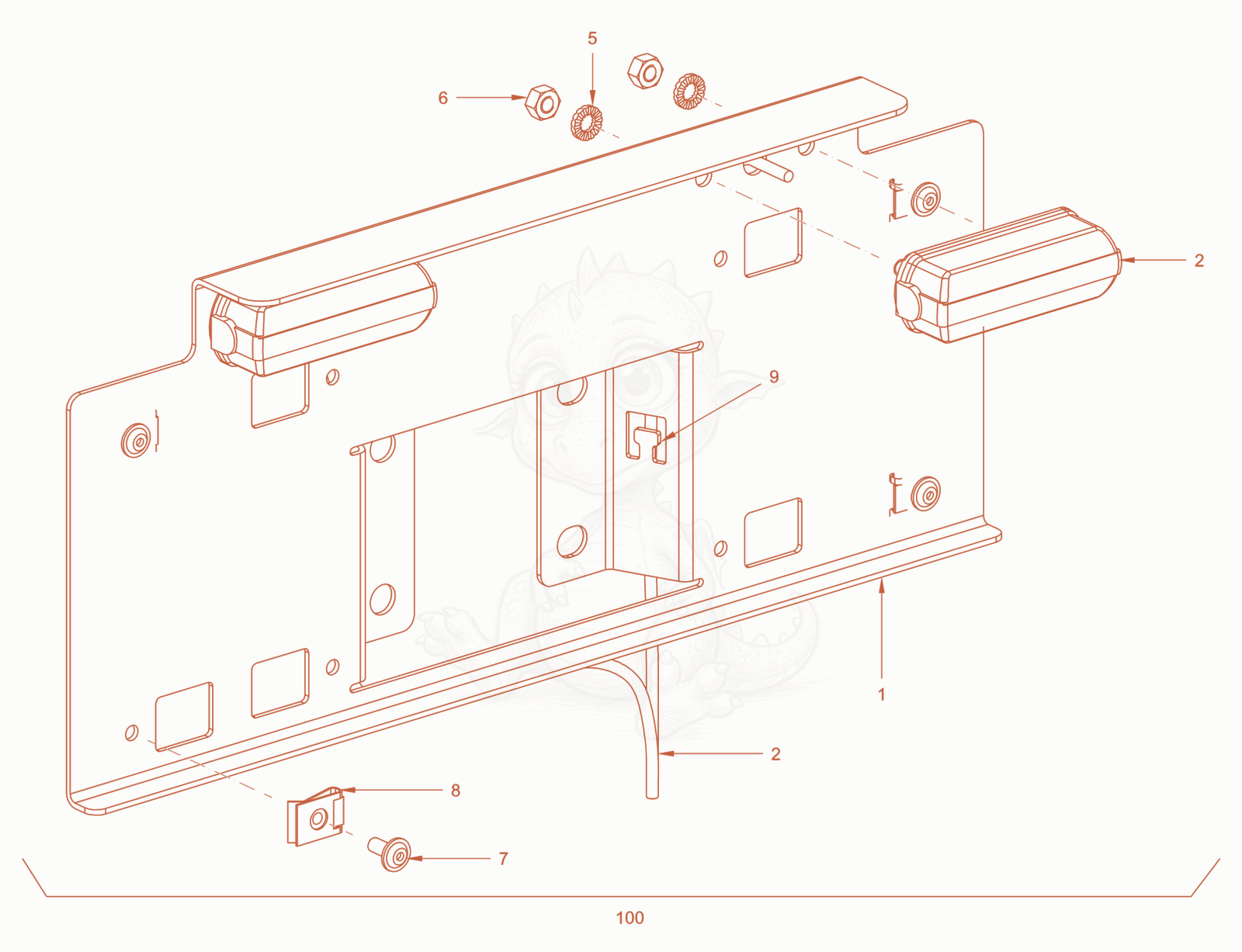 Exploded parts diagram of the homologation australia of a Wacker Neuson RC110CAB, with numbered balloons
