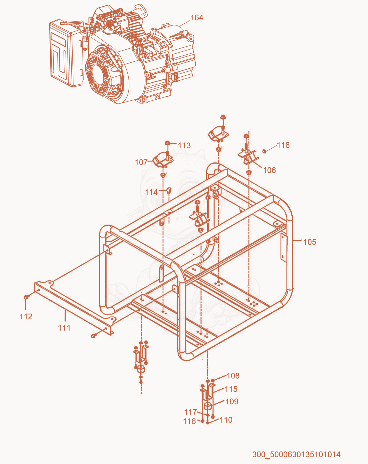 Exploded parts diagram of the Frame cpl. of a Wacker Neuson MG3, with numbered balloons